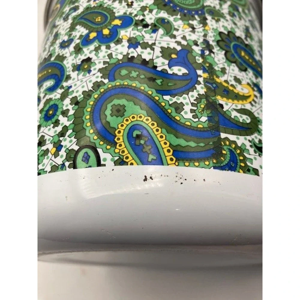 Enamelware Kitchen Canister Set, Paisley,‎ White/Green, 2 Piece 5.75